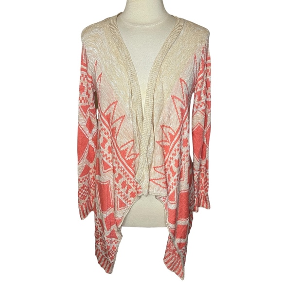 SAY WHAT? Aztec Print Open‎ Waterfall Front Lightweight Cardigan, Medium - Picture 1 of 7